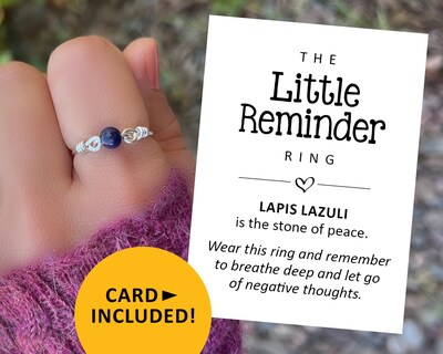 Lapis lazuli ring, fidget rings, Little Reminder anxiety relief, natural stone, mental health gifts - image1